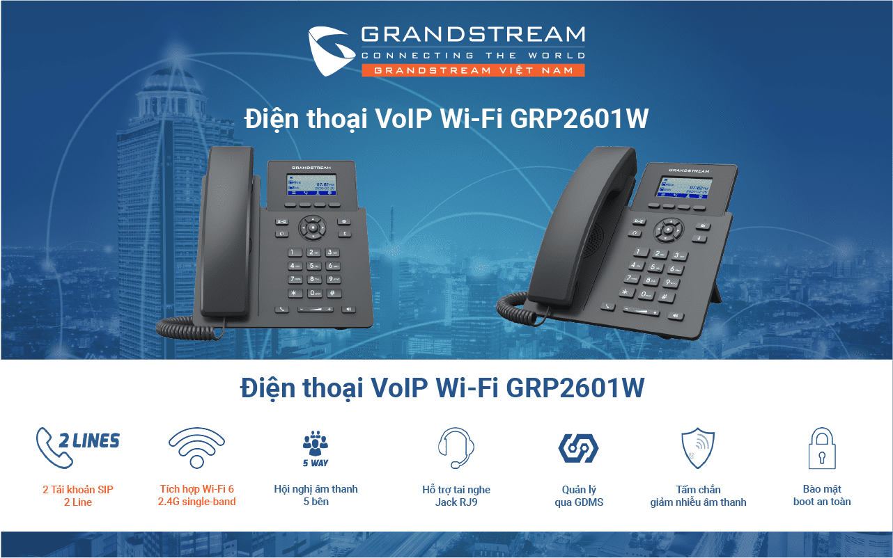 Điện thoại IP Wi-Fi GRP2601W