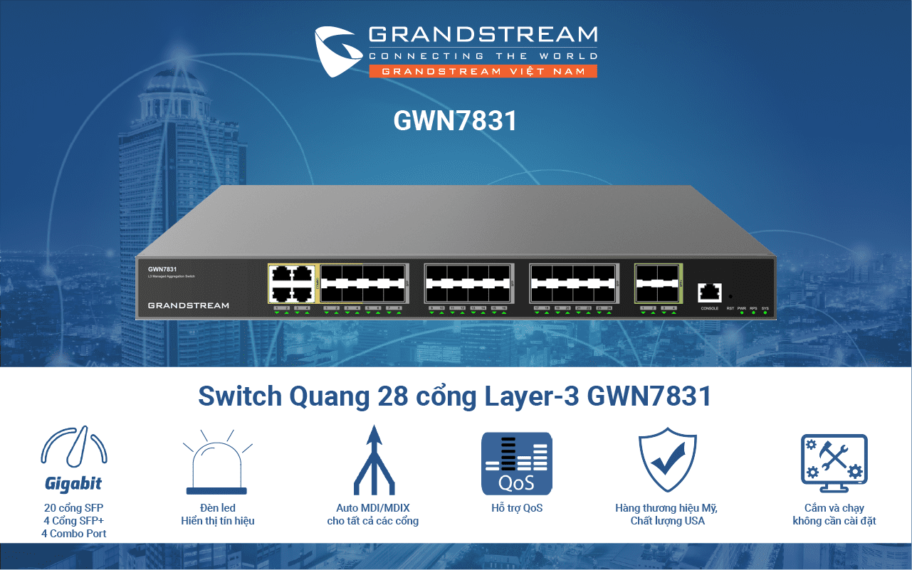 Switch Quang 28 cổng Layer-3 GWN7831