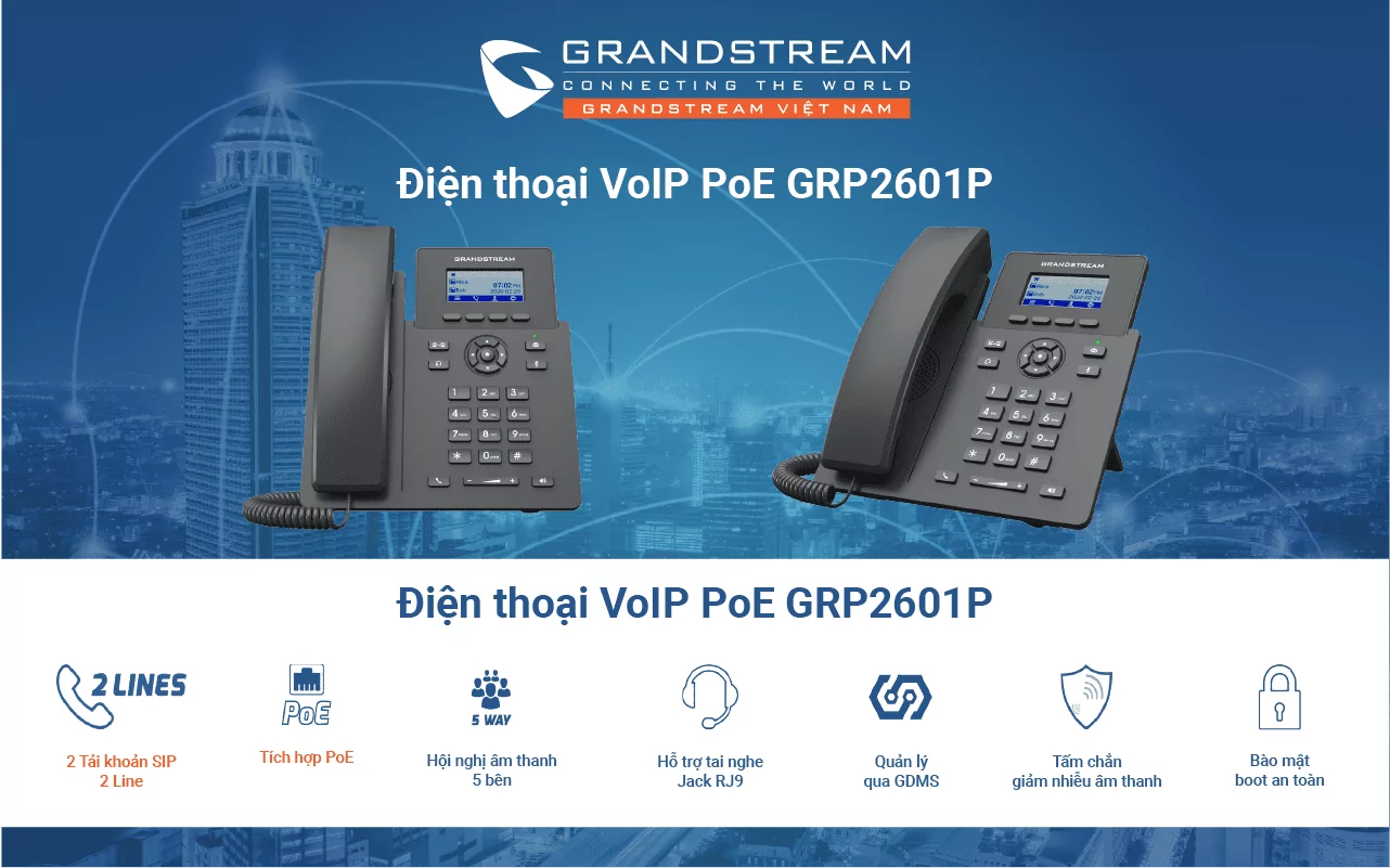 Điện thoại VoIP PoE GRP2601P