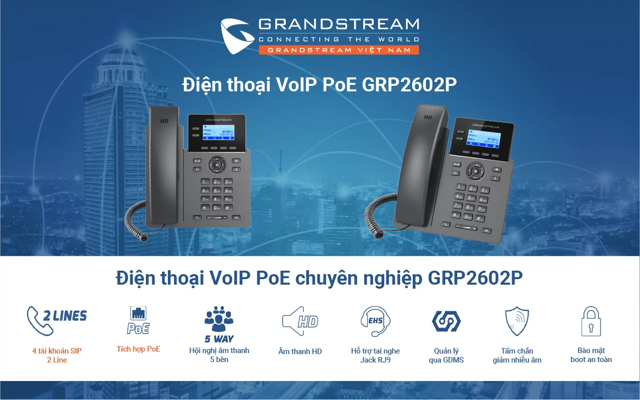 Điện thoại VoIP PoE GRP2602P