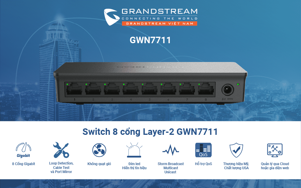 Switch 8 cổng Layer-2 GWN7711