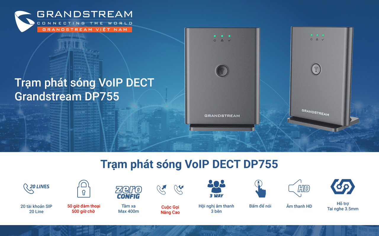 Trạm phát sóng VoIP DECT DP755