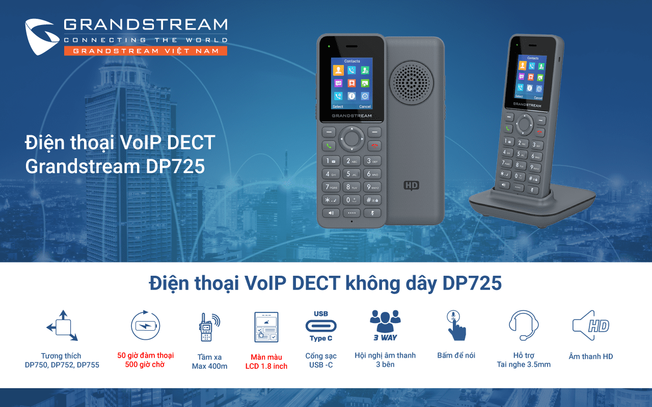 Điện thoại IP không dây DECT DP725